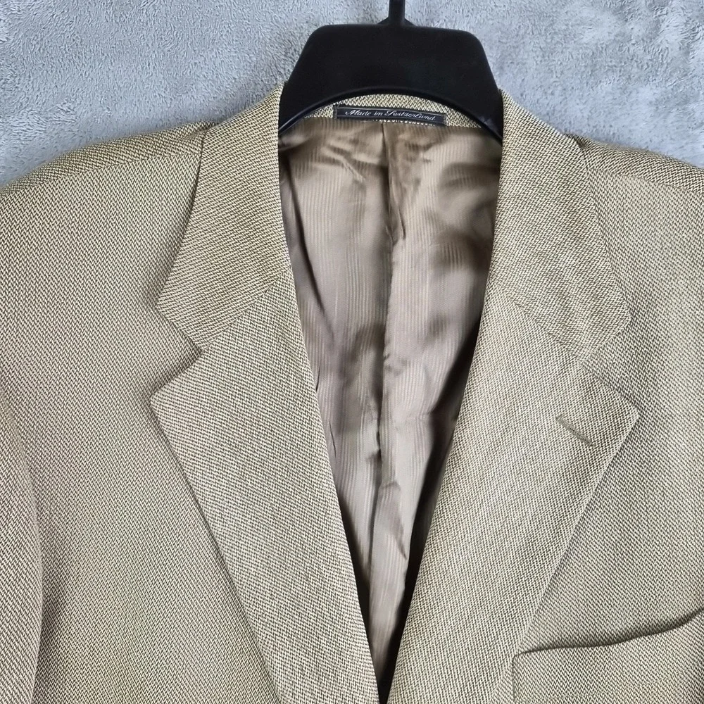 Ermenegildo Zegna Soft Blazer Jacket Mens 56R Beige Silk Wool Blend Switzerland